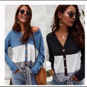 KENDALL - Black and white tie top